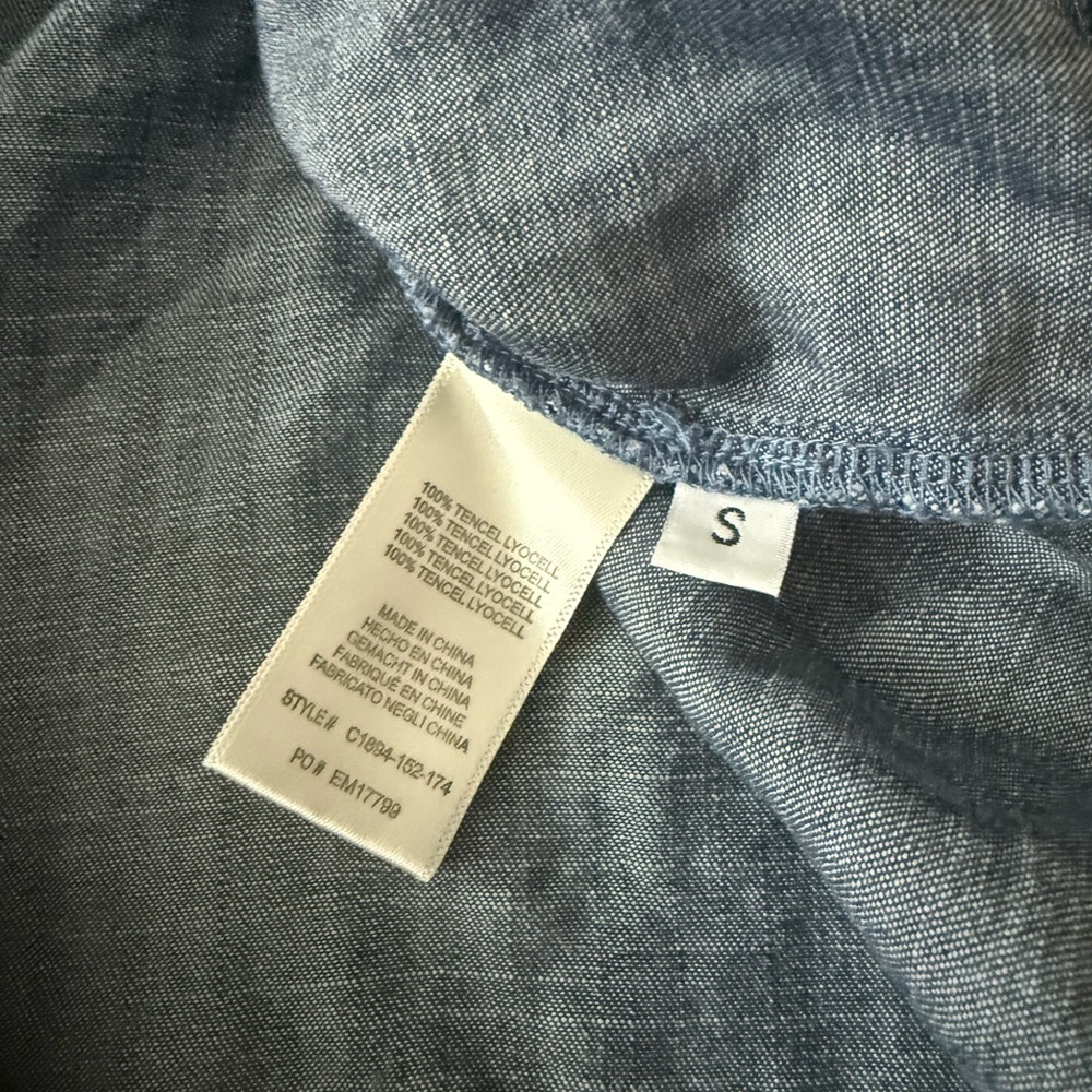 Anthropologie Cloth & Stone Justine Dress Chambray Geometric Tencel Lyocel - Picture 7 of 7